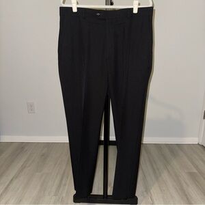Stafford Mens Classic Fit Flat Front Pant Trousers Size 36 by 30 in Black
